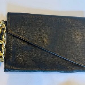 Saks 5th avenue black leather clutch